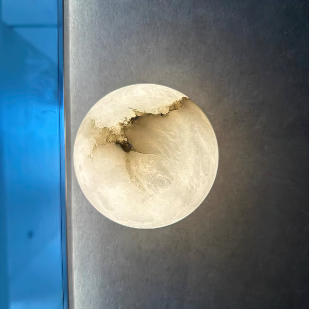 Minimalist Alabaster Wall Lamp with Mini Orb Shade