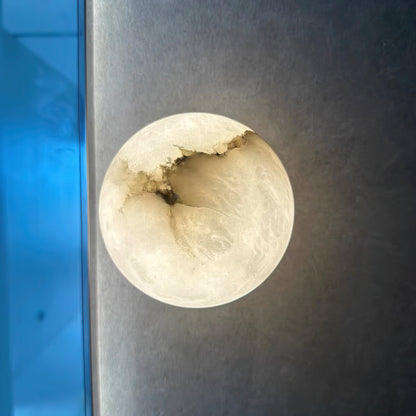 Minimalist Alabaster Wall Lamp with Mini Orb Shade