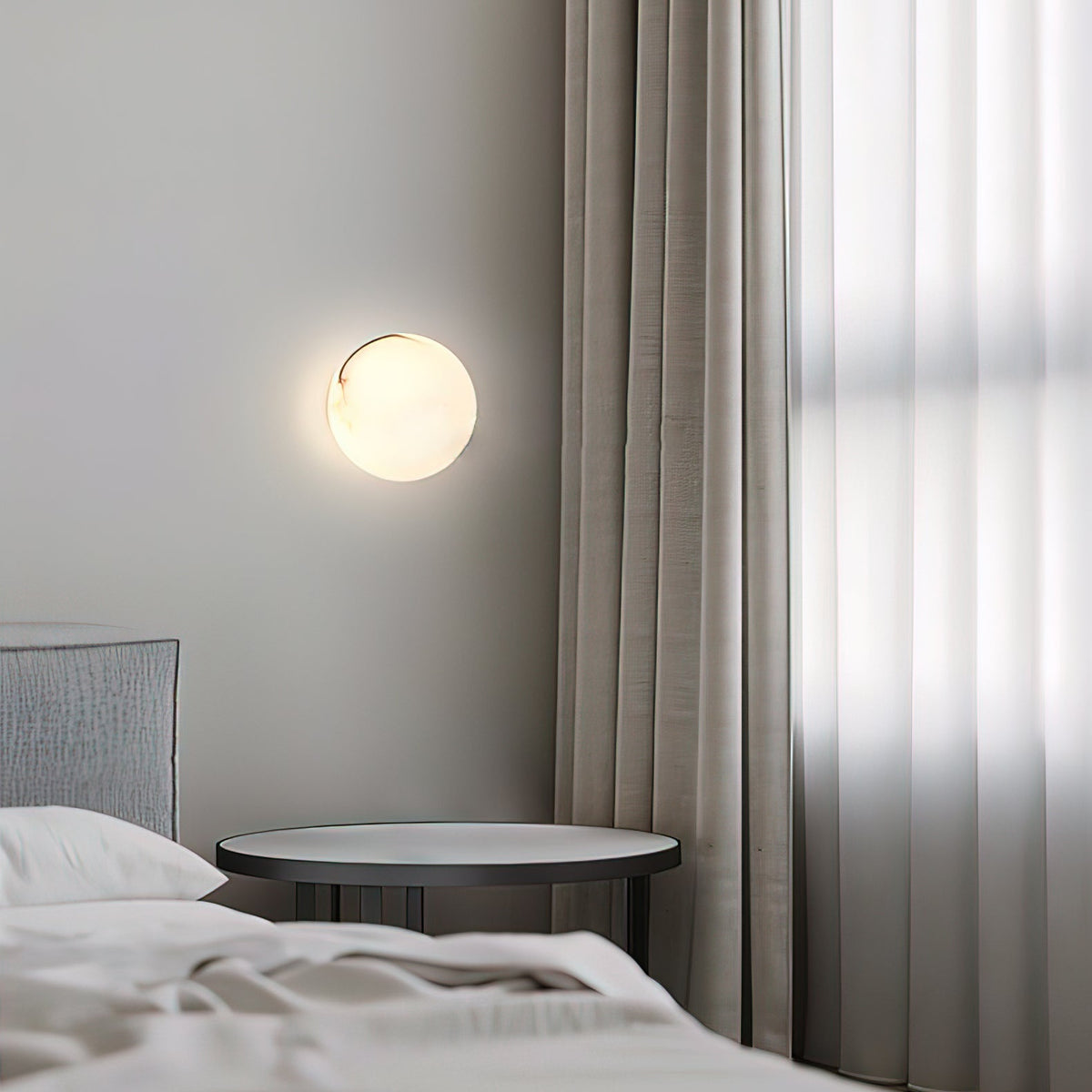 Minimalist Alabaster Wall Lamp with Mini Orb Shade