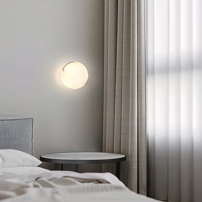 Minimalist Alabaster Wall Lamp with Mini Orb Shade