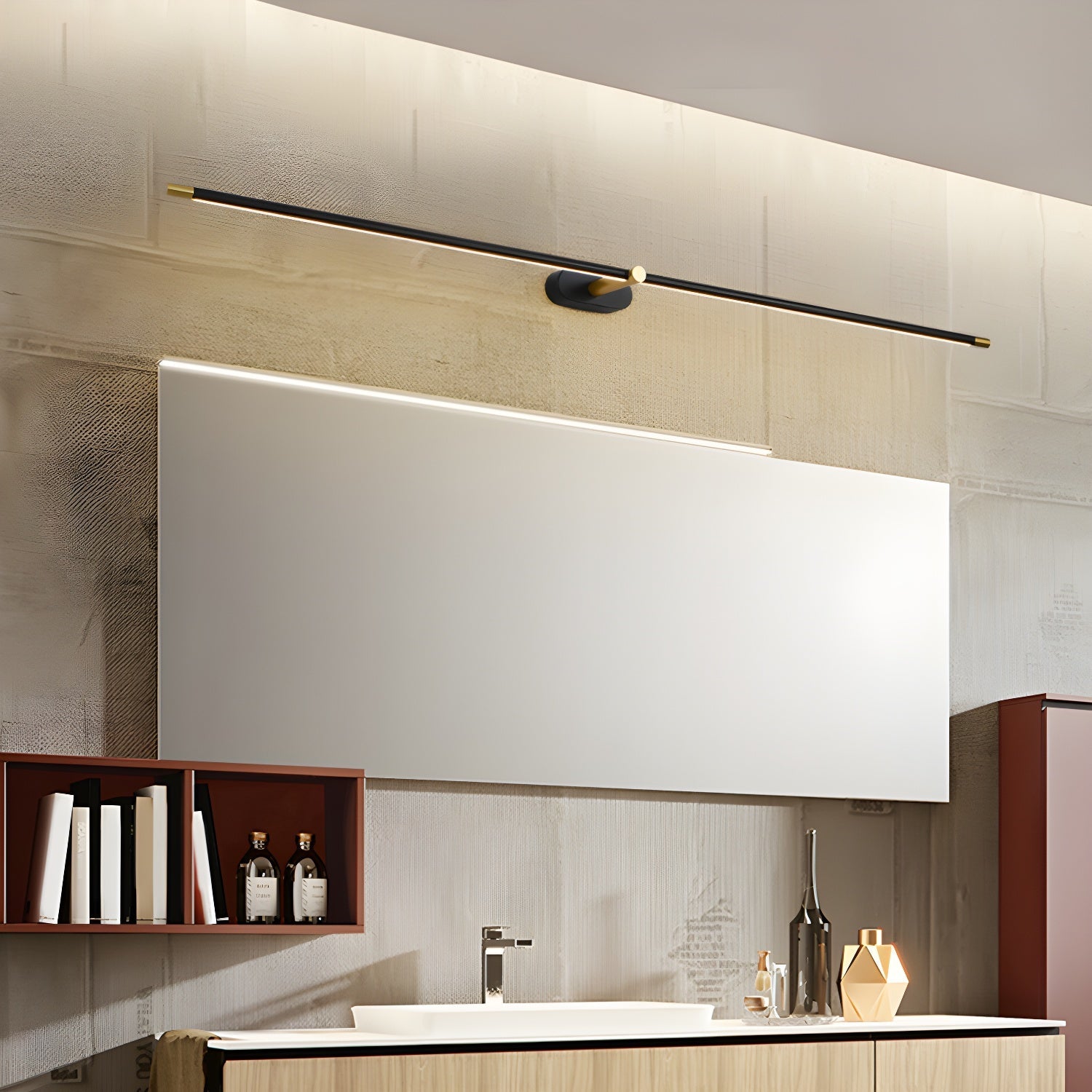 Minimalist Linear Wall Lamp Cordless with Touch Dimming and Remote Control