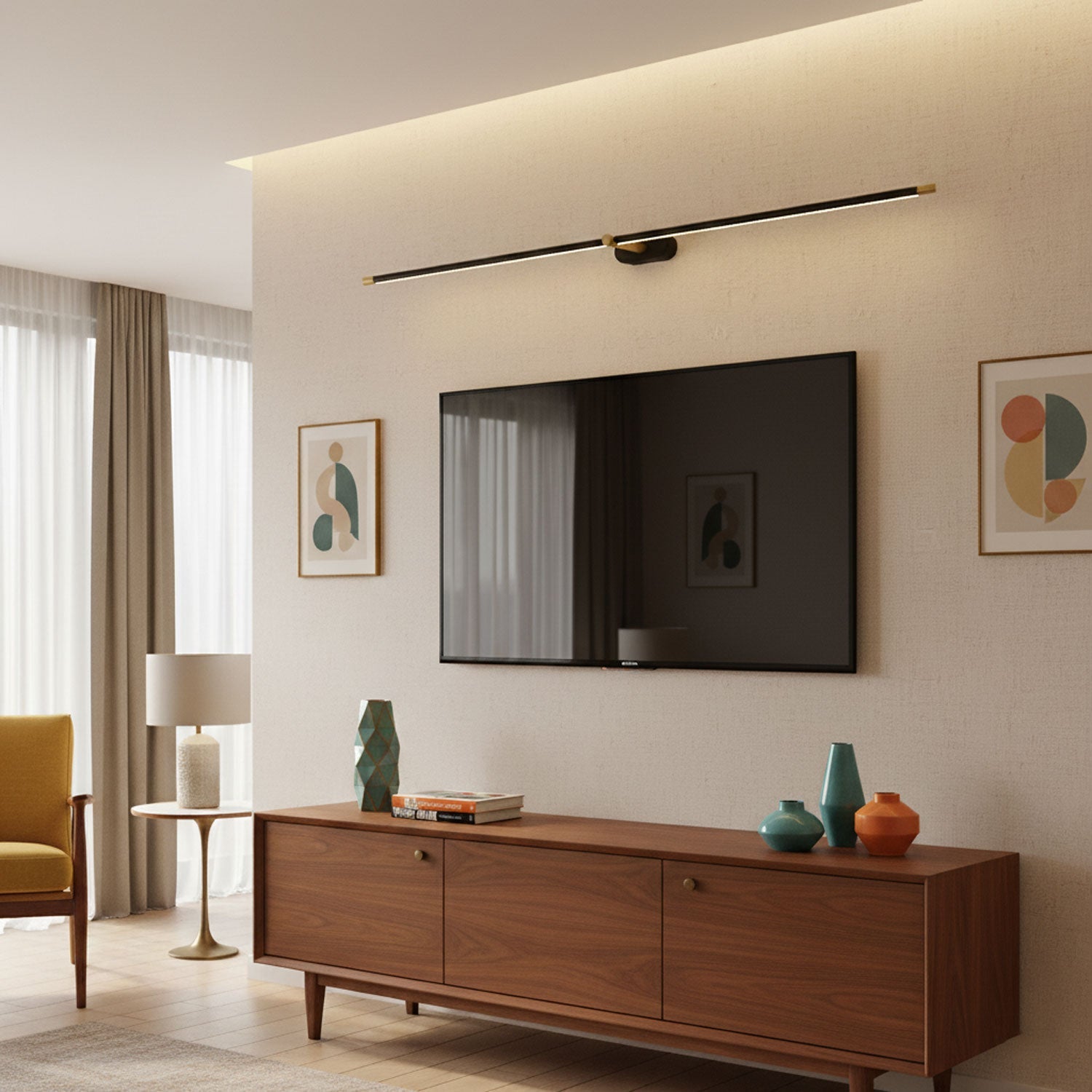 Minimalist Linear Wall Lamp Cordless with Touch Dimming and Remote Control