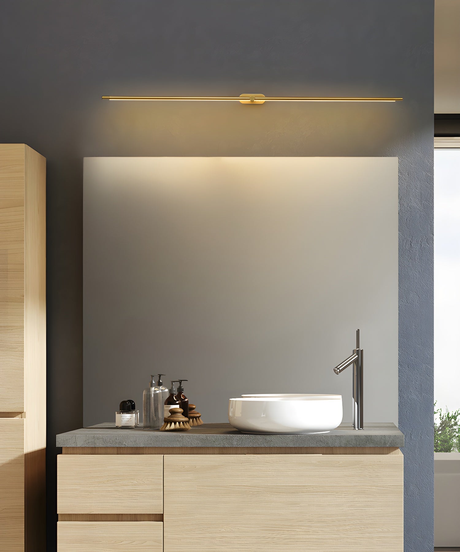Minimalist Linear Wall Lamp Cordless with Touch Dimming and Remote Control