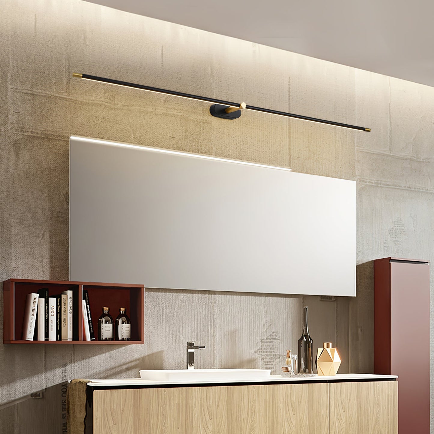 Minimalist Linear Wall Lamp Cordless with Touch Dimming and Remote Control