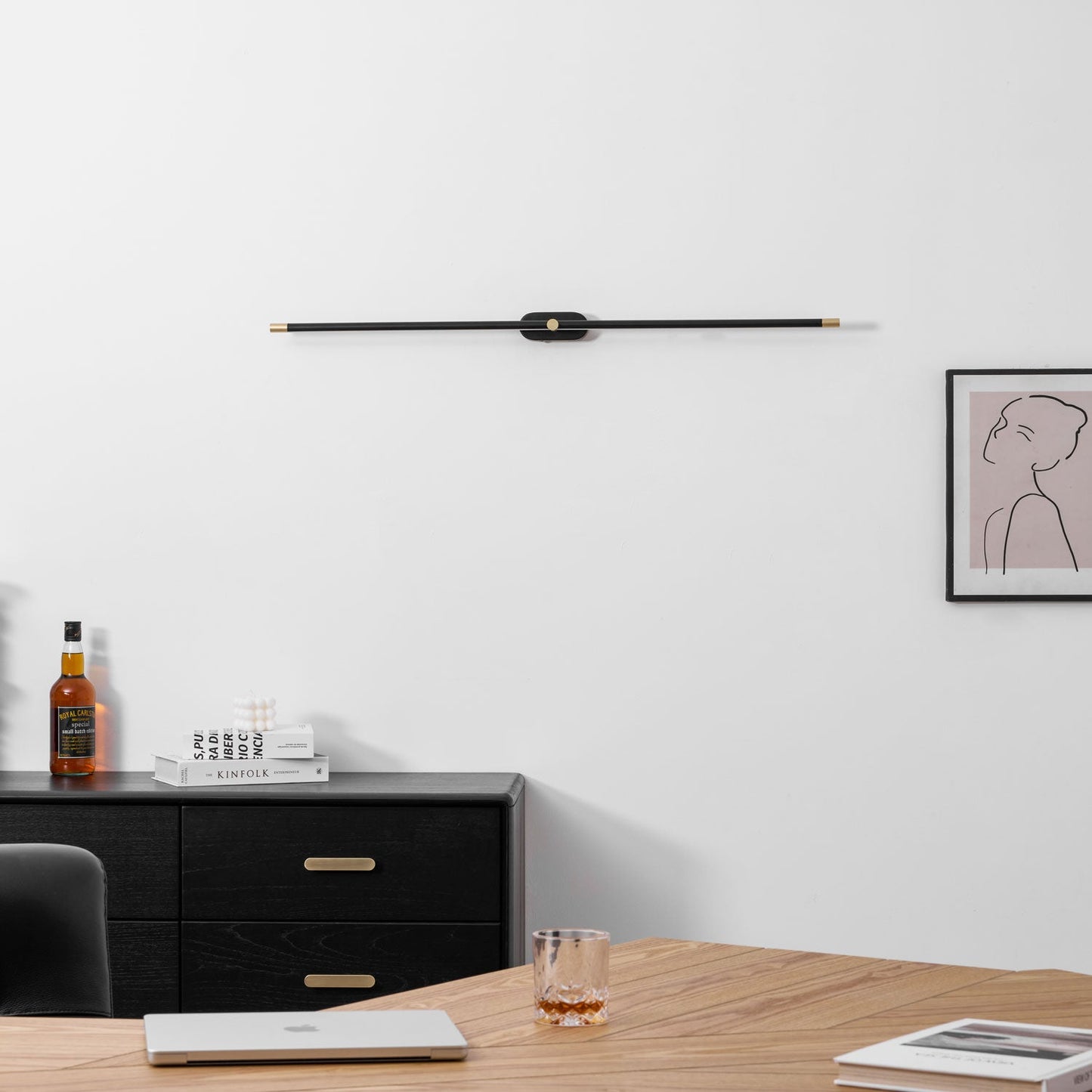 Minimalist Linear Wall Lamp Cordless with Touch Dimming and Remote Control