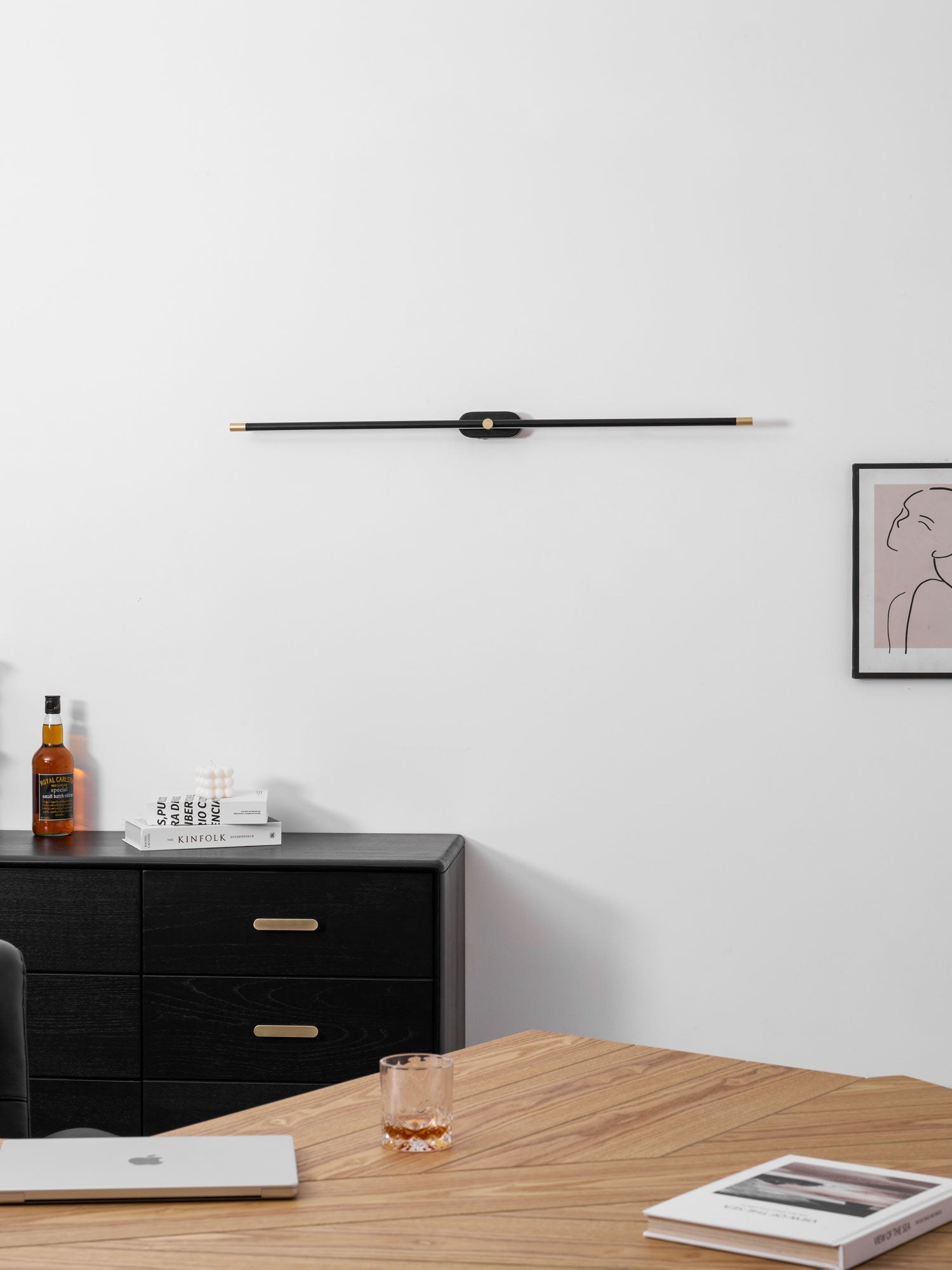 Minimalist Linear Wall Lamp Cordless with Touch Dimming and Remote Control