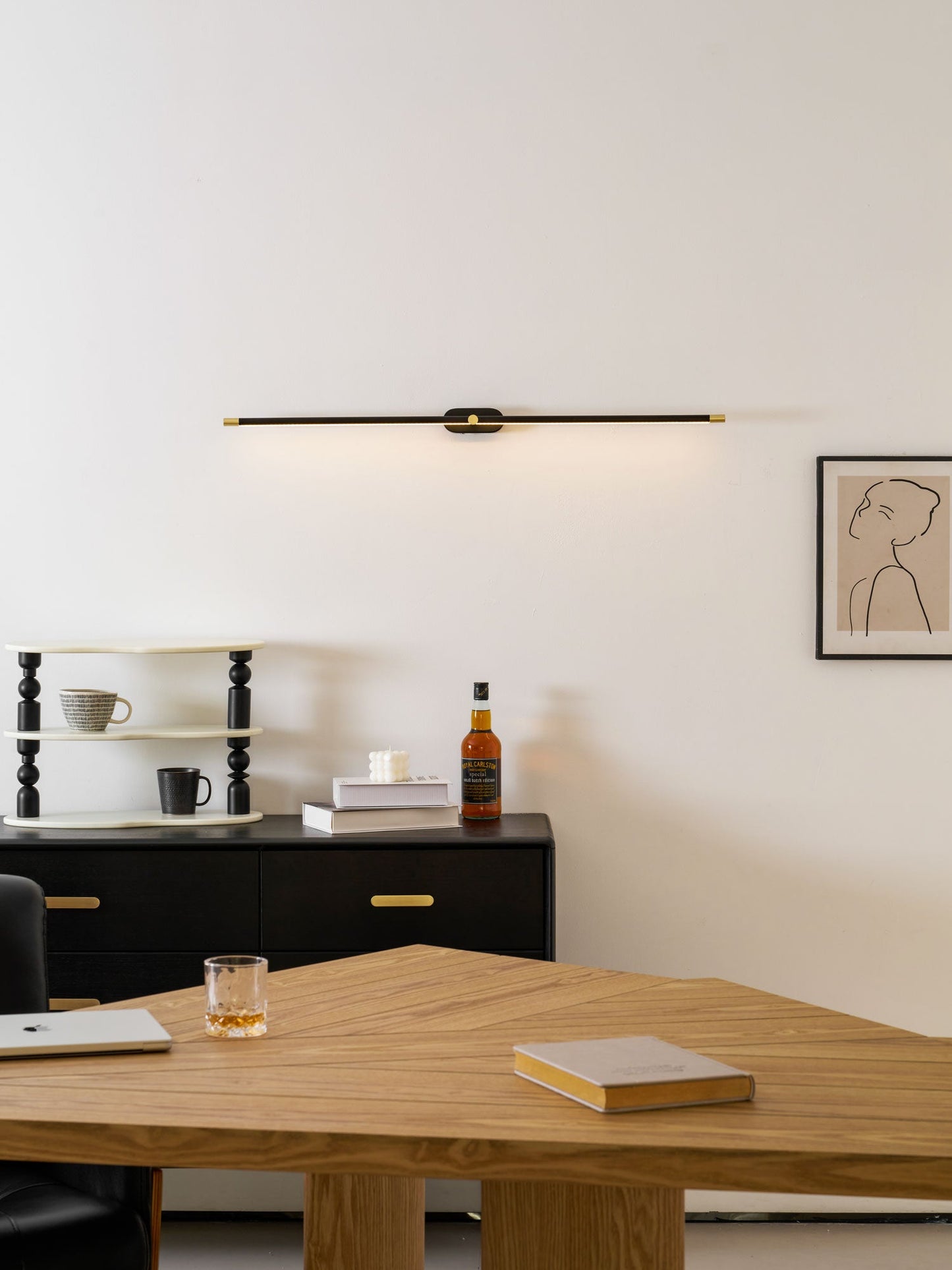 Minimalist Linear Wall Lamp Cordless with Touch Dimming and Remote Control