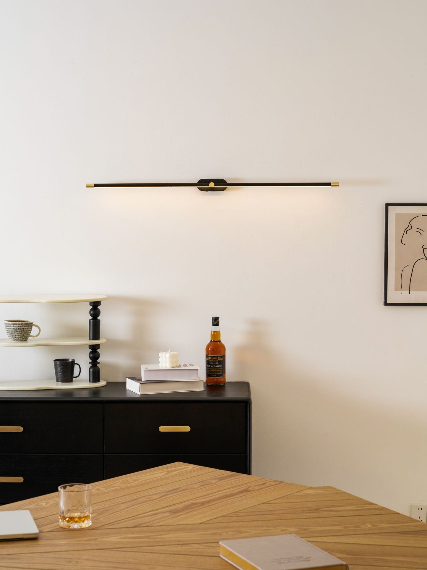 Minimalist Linear Wall Lamp Cordless with Touch Dimming and Remote Control