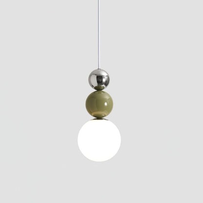 Minimalist Pendant Lamp with Glass Globe and Stacked Spheres