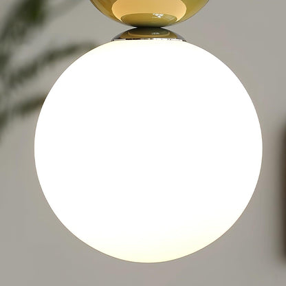 Minimalist Pendant Lamp with Glass Globe and Stacked Spheres
