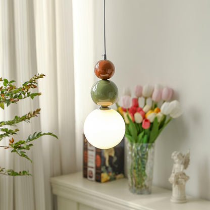 Minimalist Pendant Lamp with Glass Globe and Stacked Spheres