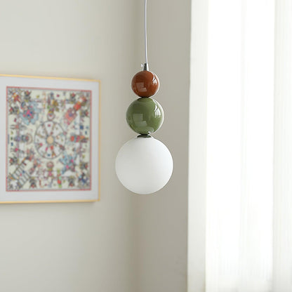 Minimalist Pendant Lamp with Glass Globe and Stacked Spheres