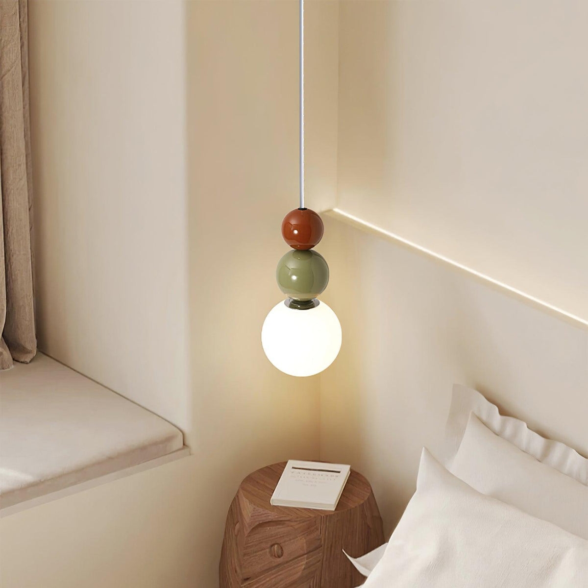 Minimalist Pendant Lamp with Glass Globe and Stacked Spheres
