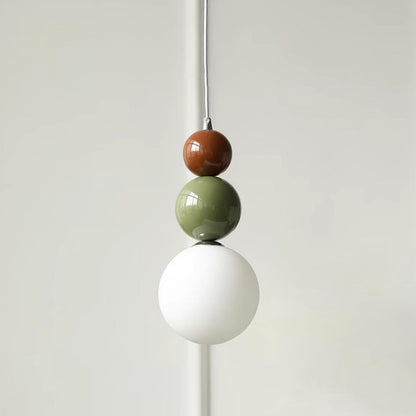Minimalist Pendant Lamp with Glass Globe and Stacked Spheres
