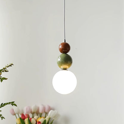Minimalist Pendant Lamp with Glass Globe and Stacked Spheres