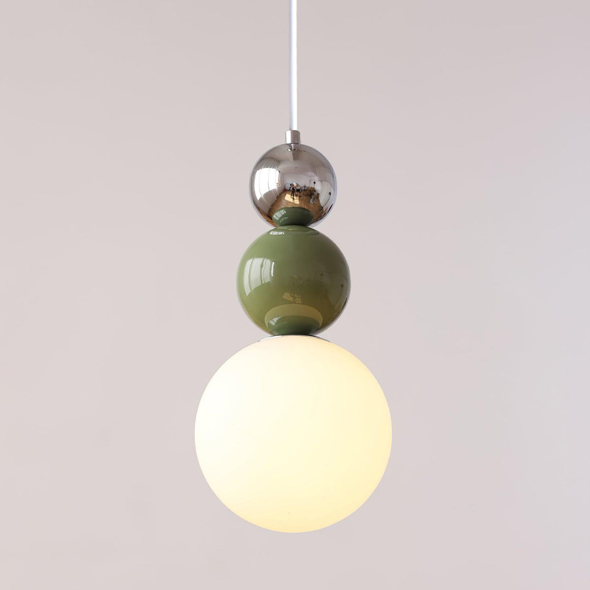Minimalist Pendant Lamp with Glass Globe and Stacked Spheres