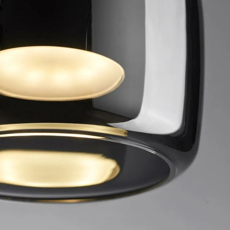 Minimalist Pendant Light with Smoke Gray Glass Shade