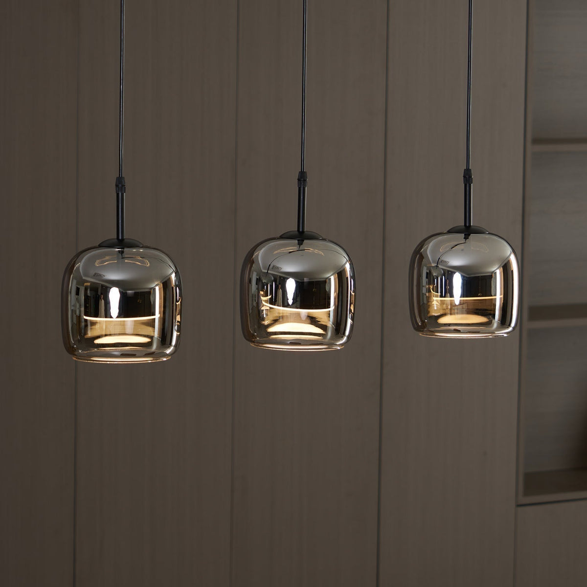 Minimalist Pendant Light with Smoke Gray Glass Shade