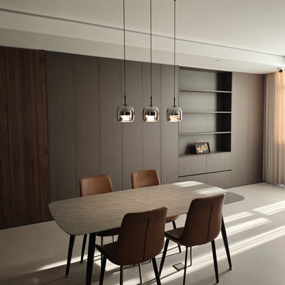 Minimalist Pendant Light with Smoke Gray Glass Shade