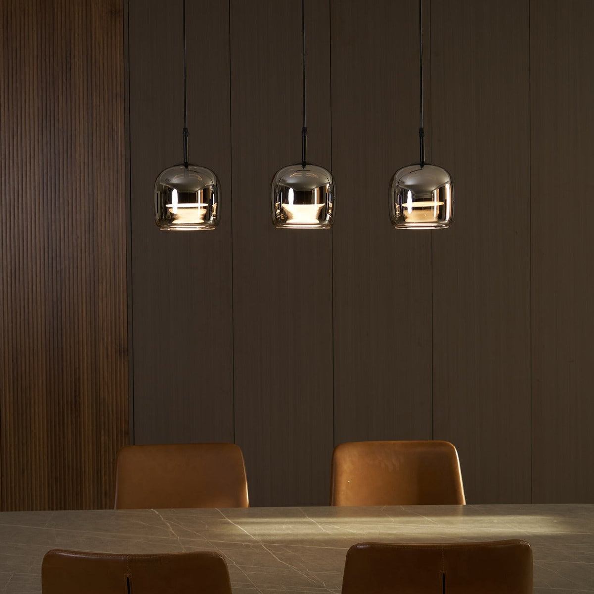 Minimalist Pendant Light with Smoke Gray Glass Shade
