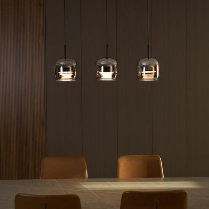 Minimalist Pendant Light with Smoke Gray Glass Shade