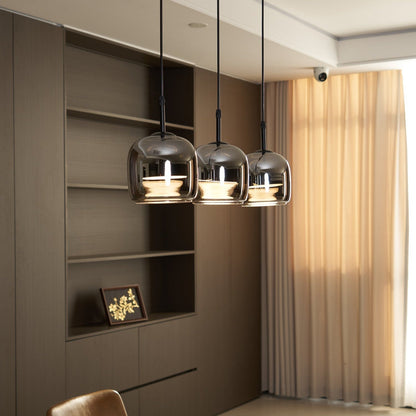 Minimalist Pendant Light with Smoke Gray Glass Shade