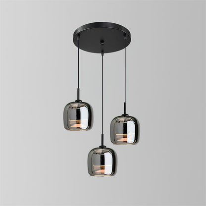 Minimalist Pendant Light with Smoke Gray Glass Shade