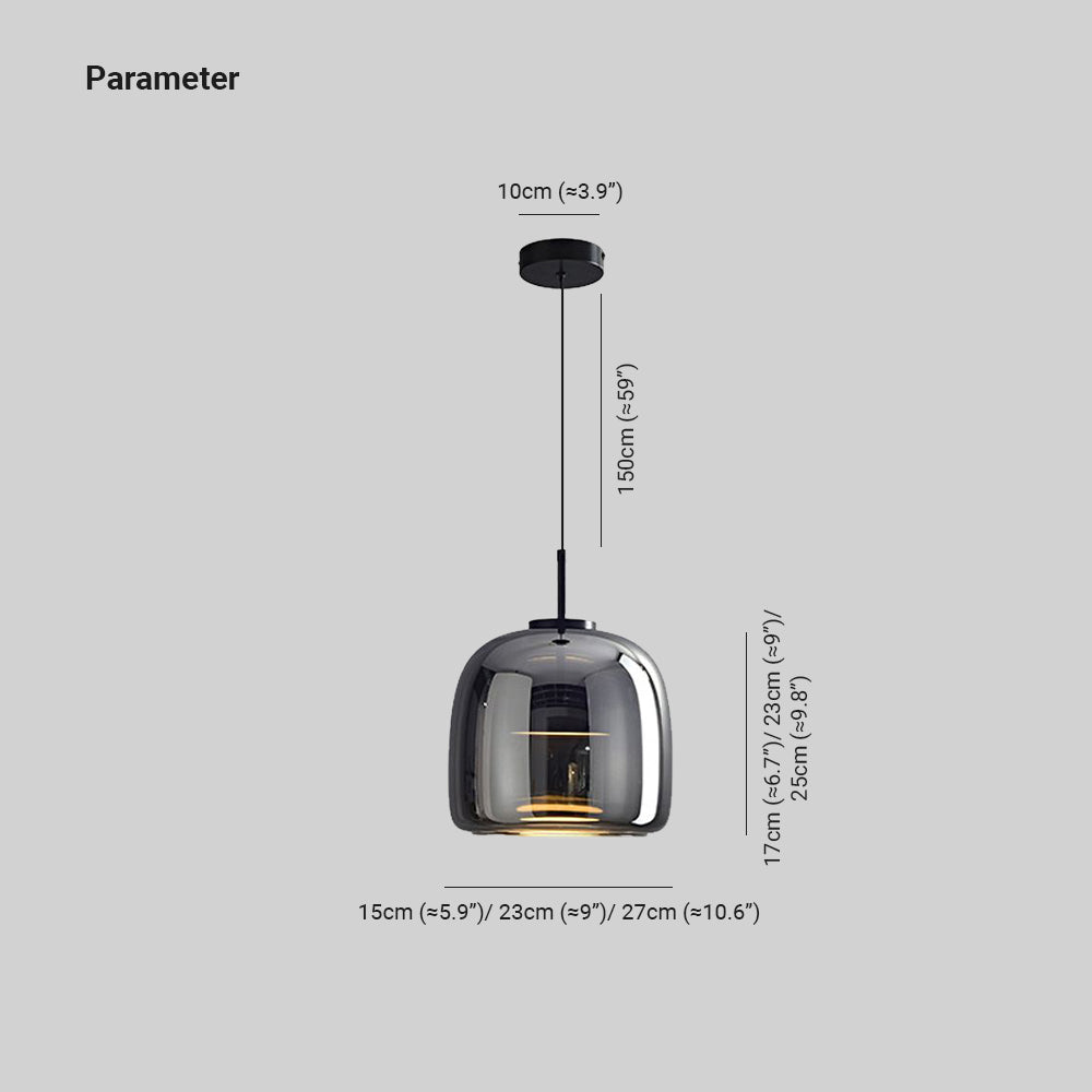 Minimalist Pendant Light with Smoke Gray Glass Shade