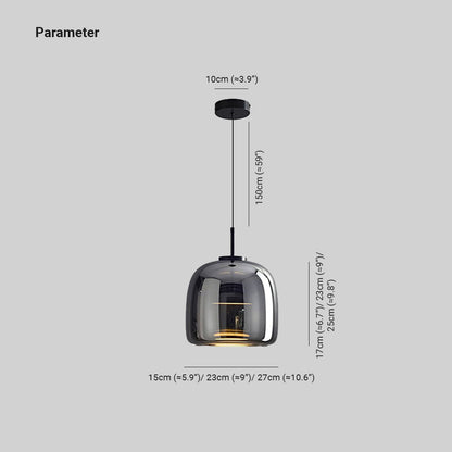 Minimalist Pendant Light with Smoke Gray Glass Shade