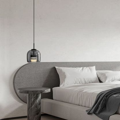 Minimalist Pendant Light with Smoke Gray Glass Shade