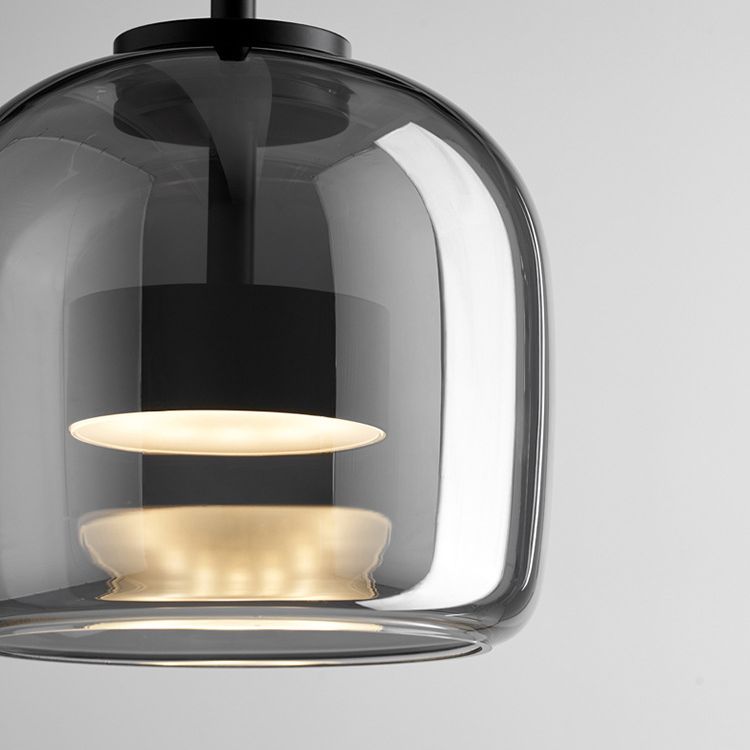 Minimalist Pendant Light with Smoke Gray Glass Shade