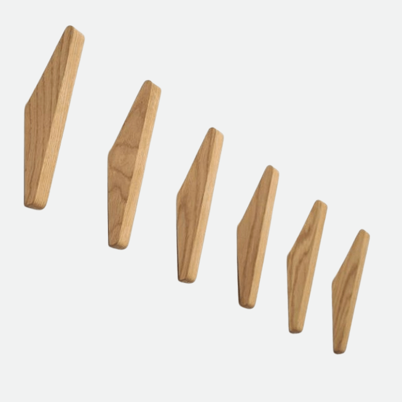 Minimalist Wall Hooks with Natural Wood Grain and Two-Tone Finish