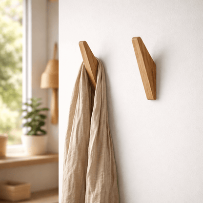 Minimalist Wall Hooks with Natural Wood Grain and Two-Tone Finish