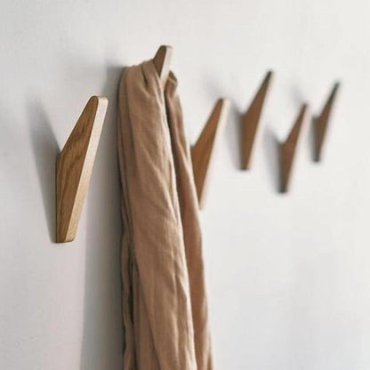 Minimalist Wall Hooks with Natural Wood Grain and Two-Tone Finish