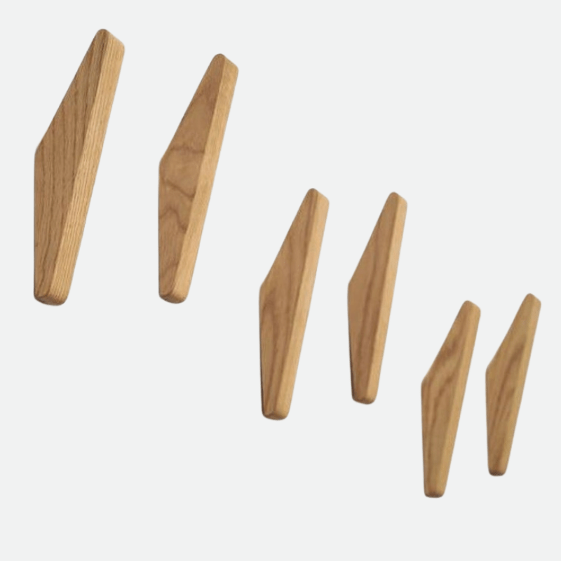 Minimalist Wall Hooks with Natural Wood Grain and Two-Tone Finish