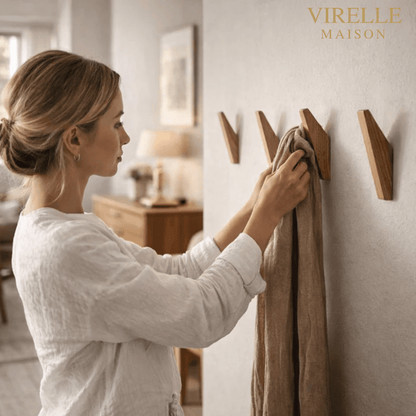 Minimalist Wall Hooks with Natural Wood Grain and Two-Tone Finish