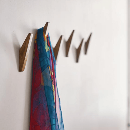 Minimalist Wall Hooks with Natural Wood Grain and Two-Tone Finish