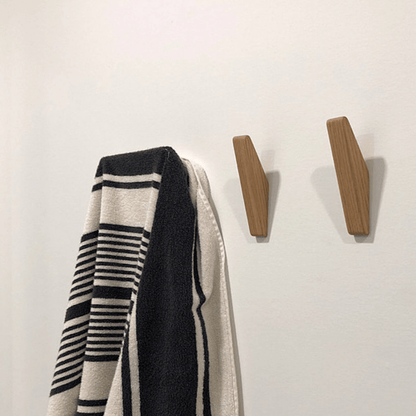 Minimalist Wall Hooks with Natural Wood Grain and Two-Tone Finish