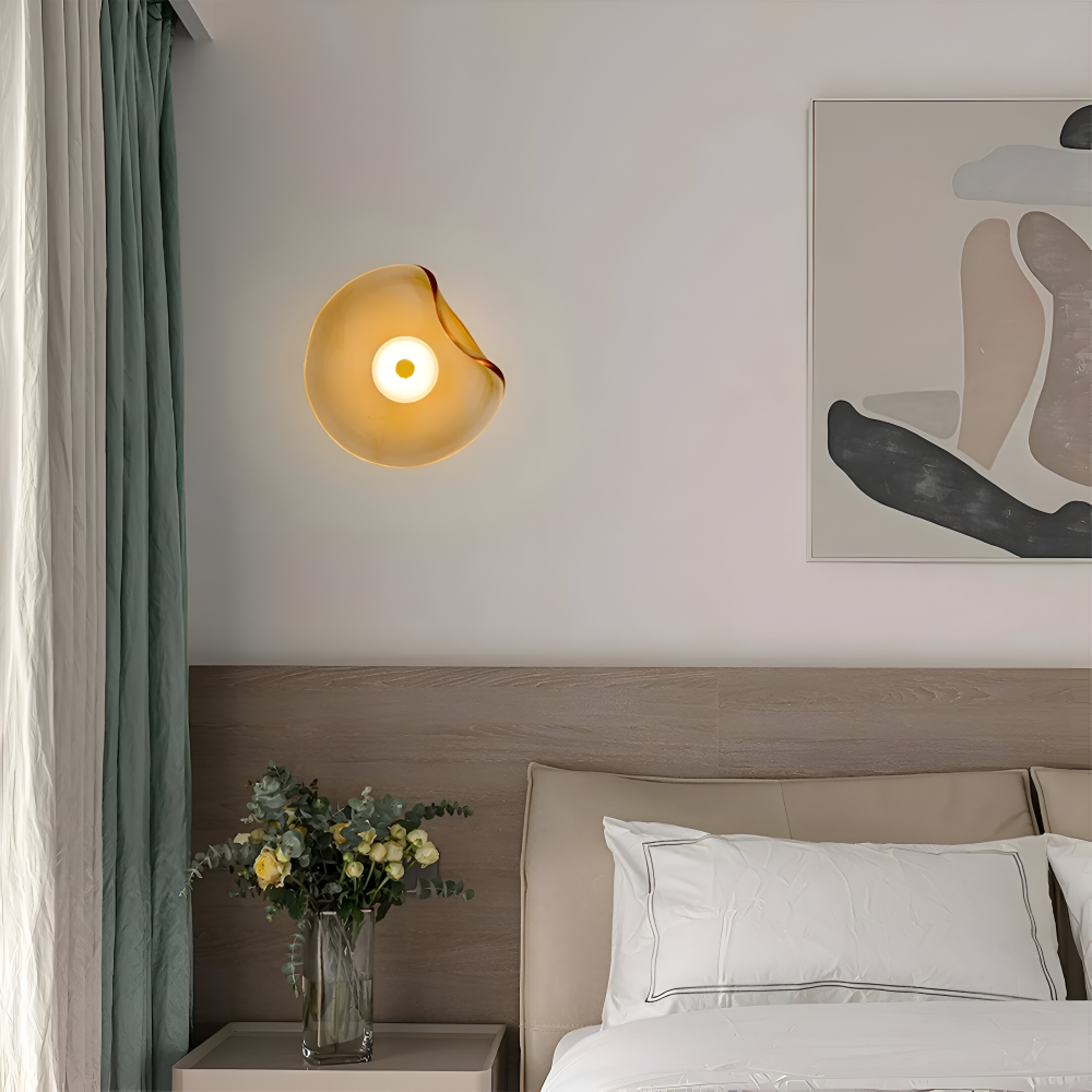 Modern Art Deco Wall Lamp with Curved Glass Shade and Warm LED Light