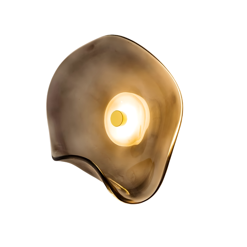 Modern Art Deco Wall Lamp with Curved Glass Shade and Warm LED Light