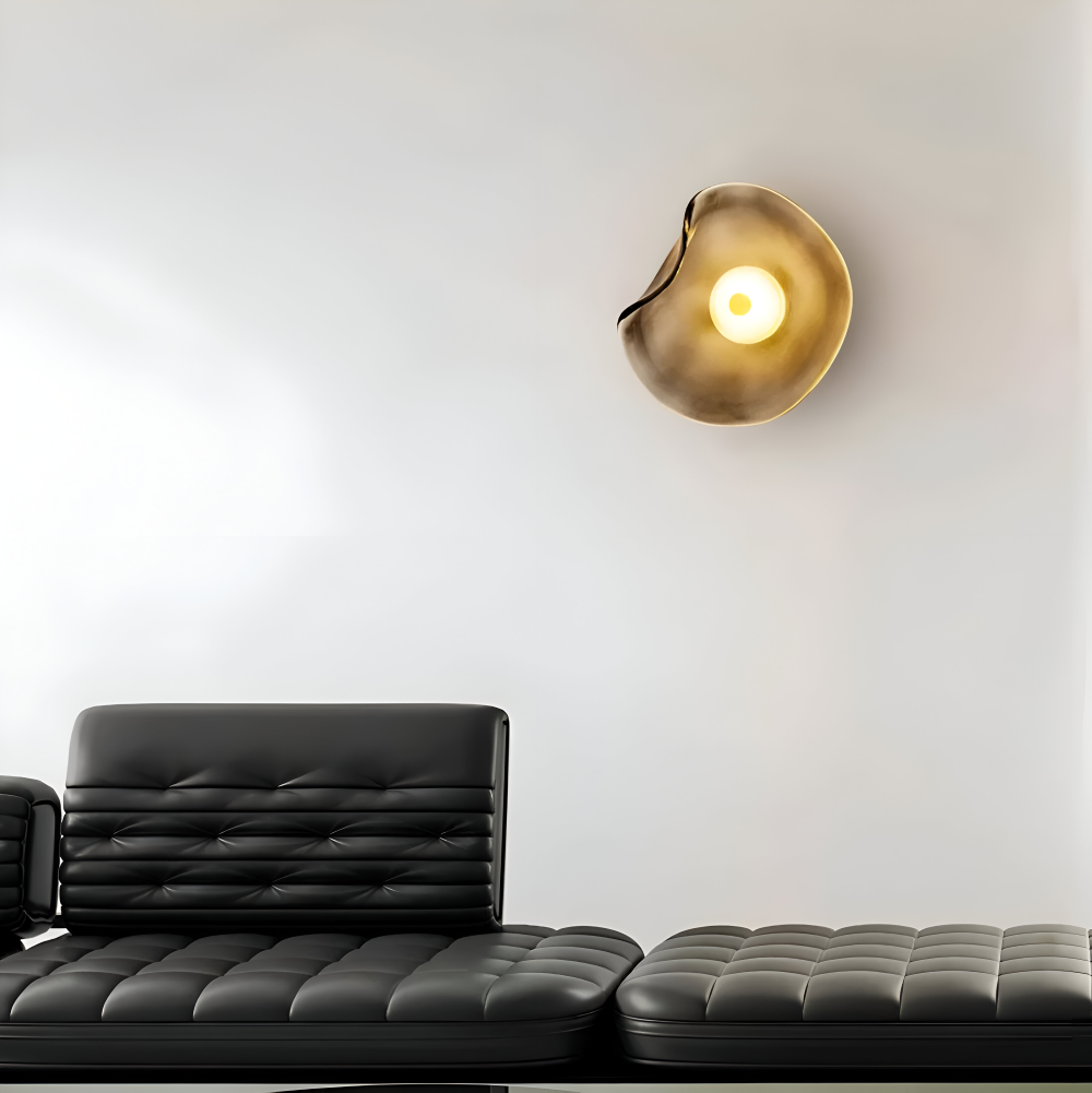 Modern Art Deco Wall Lamp with Curved Glass Shade and Warm LED Light