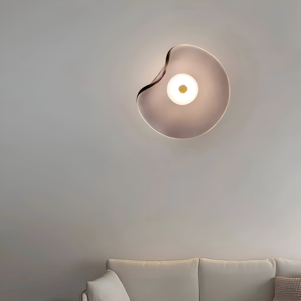 Modern Art Deco Wall Lamp with Curved Glass Shade and Warm LED Light