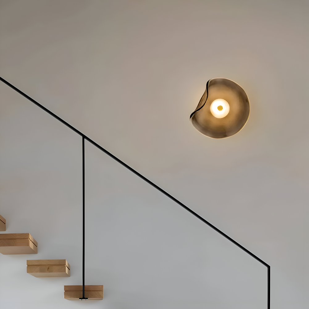 Modern Art Deco Wall Lamp with Curved Glass Shade and Warm LED Light