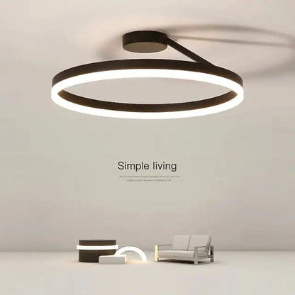Modern Circle LED Flush Mount Ceiling Light with Dimmable Ring Design