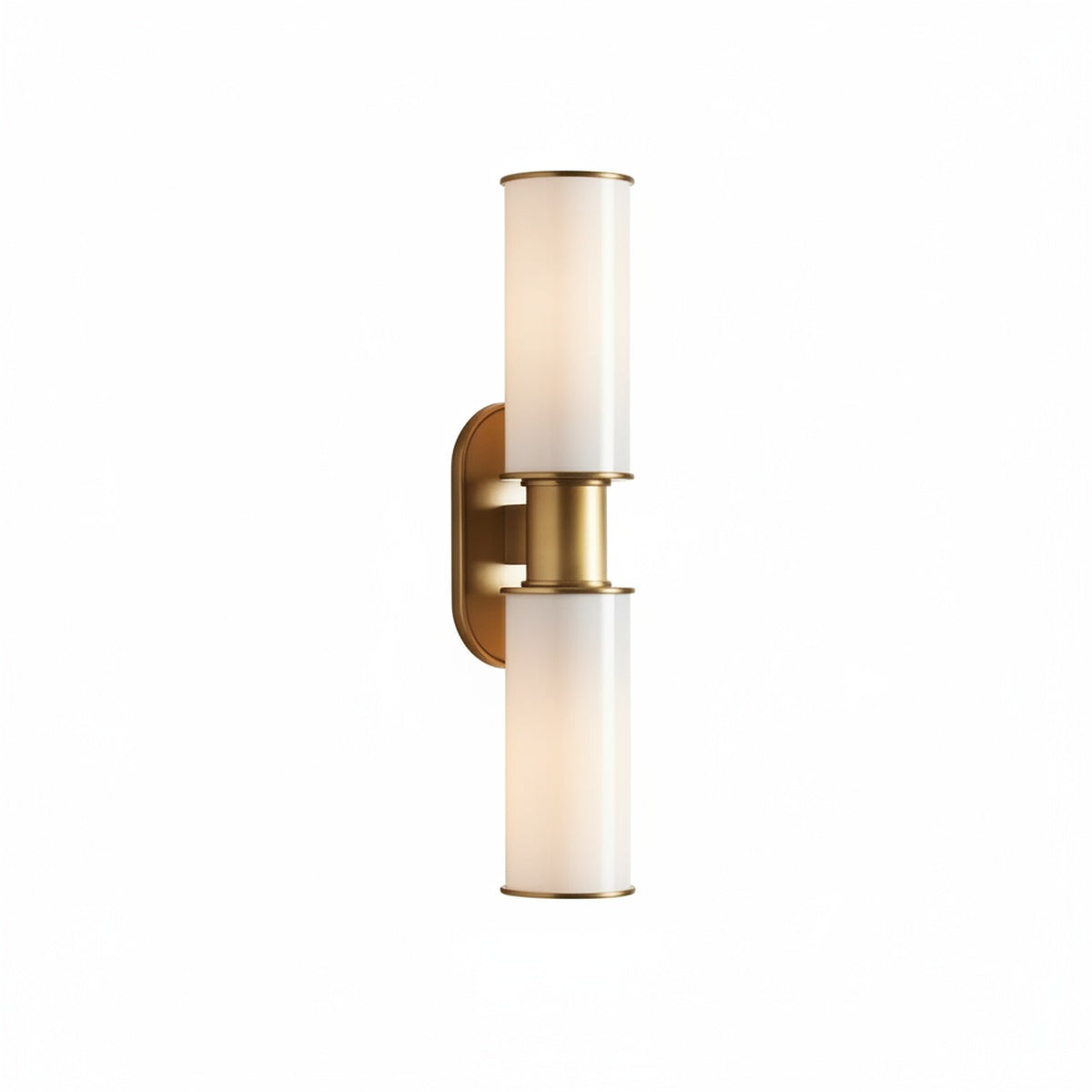 Modern Double Wall Sconce with Milk Glass Shades