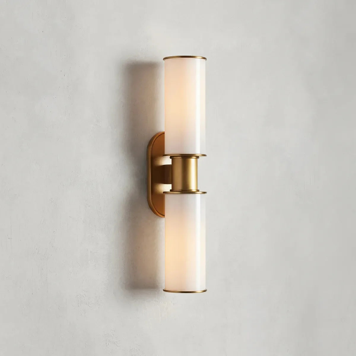 Modern Double Wall Sconce with Milk Glass Shades