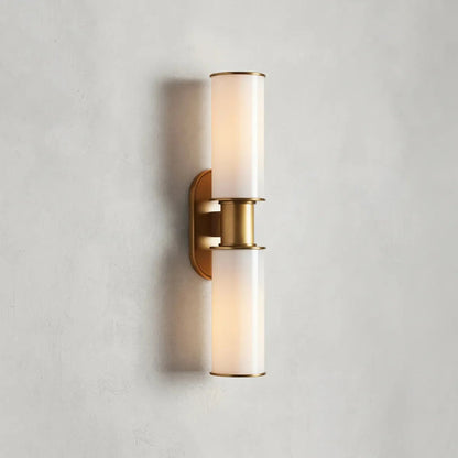 Modern Double Wall Sconce with Milk Glass Shades