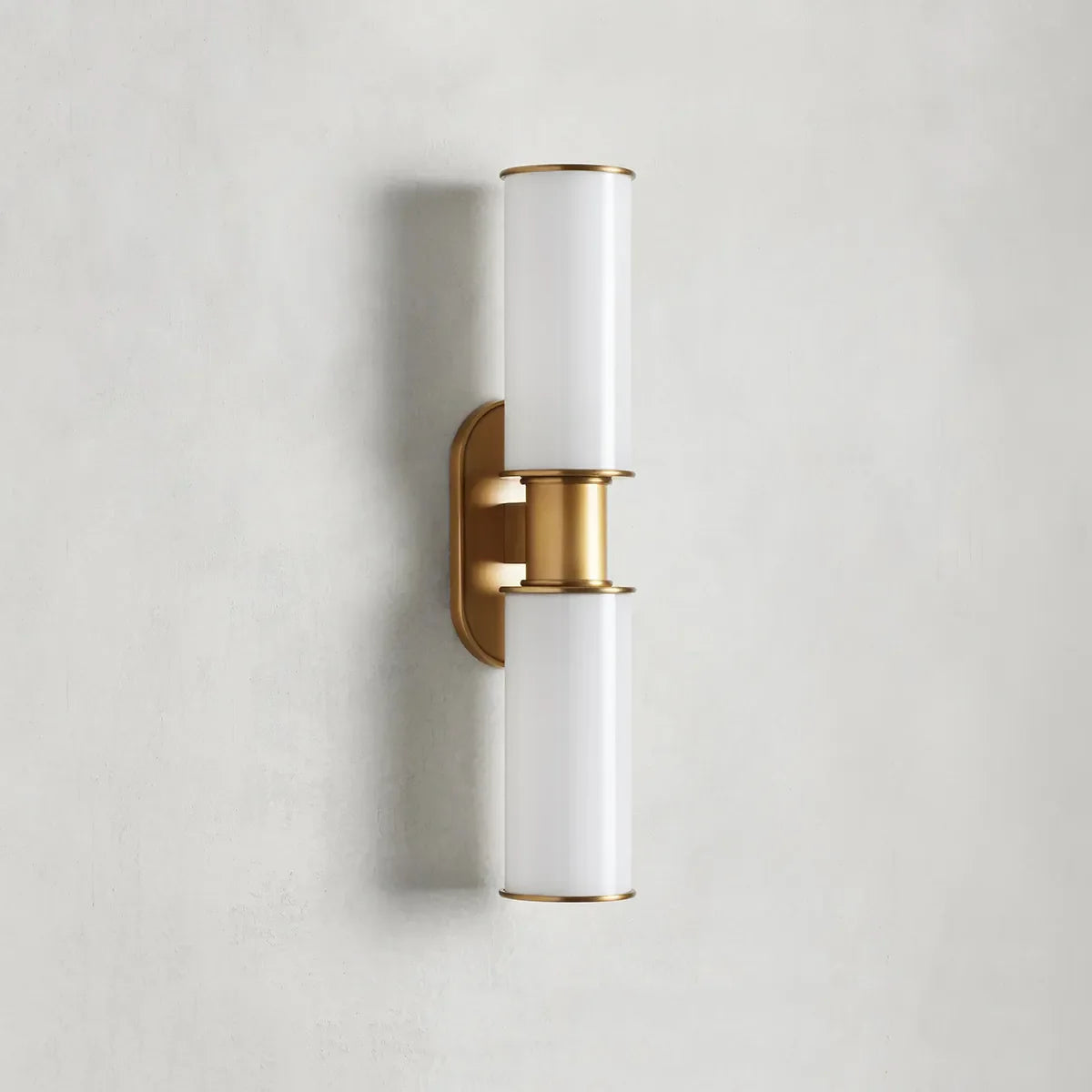 Modern Double Wall Sconce with Milk Glass Shades