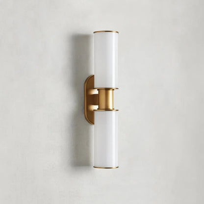 Modern Double Wall Sconce with Milk Glass Shades