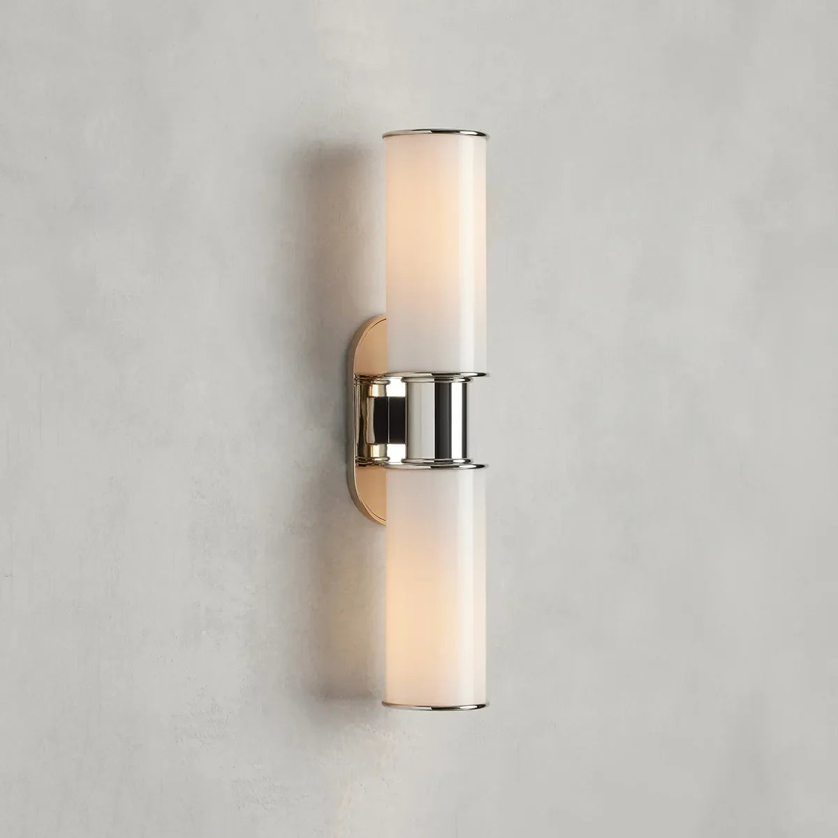 Modern Double Wall Sconce with Milk Glass Shades